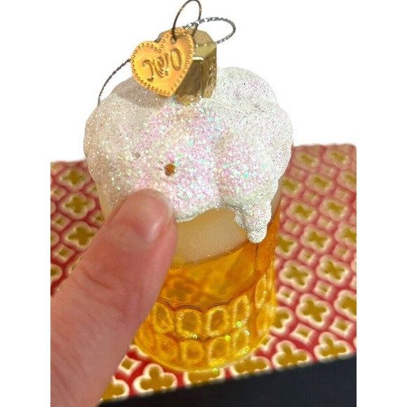 Old World Christmas Beer Stein Blown Glass Christmas Ornament With Glitter Foam - Picture 3 of 6